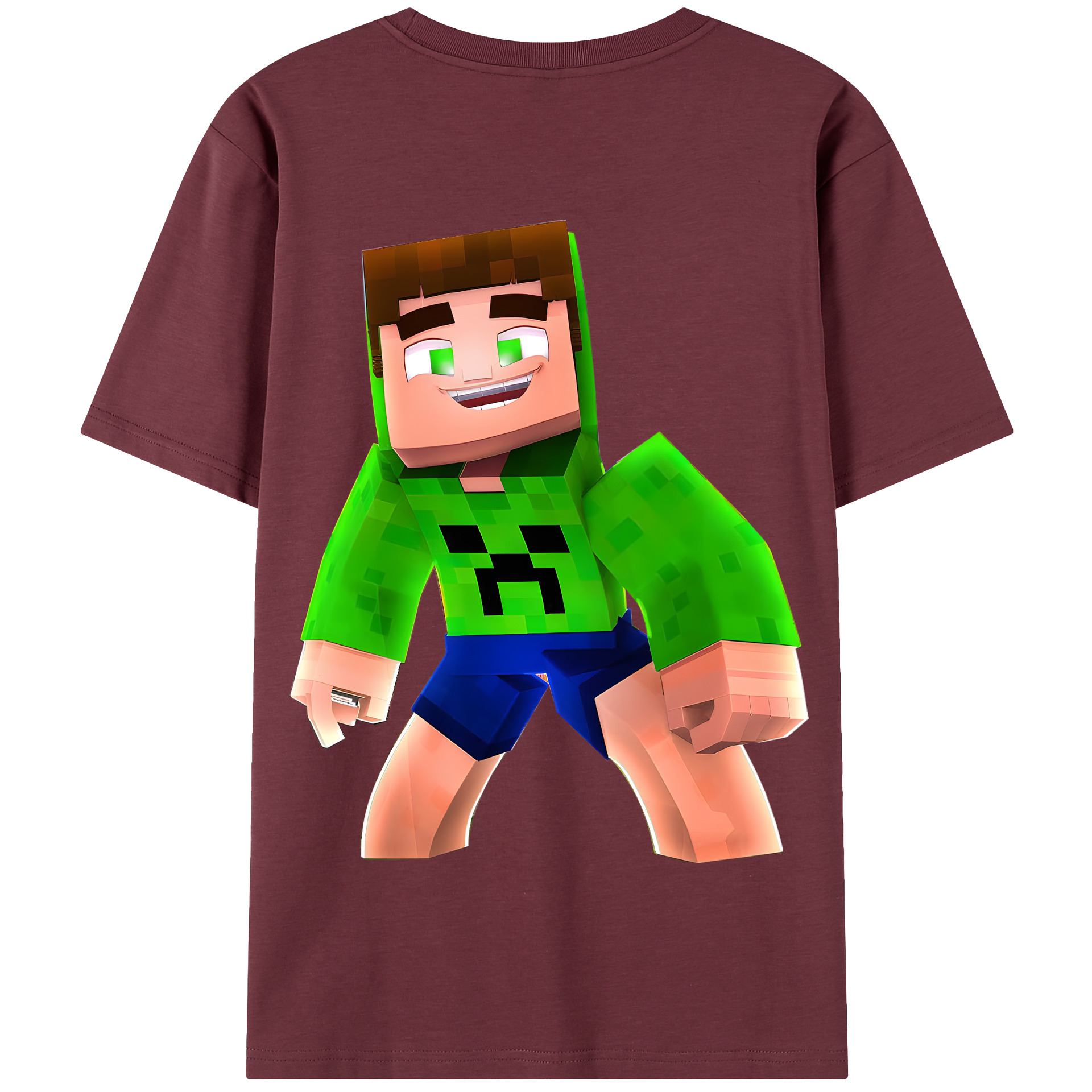 （画像用） マインクラフト ブロックの世界 Minecraft MC Block world 綿100％半袖Tシャツ（背面プリント）